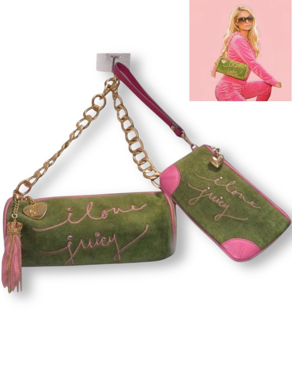 RARE Vintage Juicy Couture “I Love Juicy” Barrel bag with lucky rabbit foot